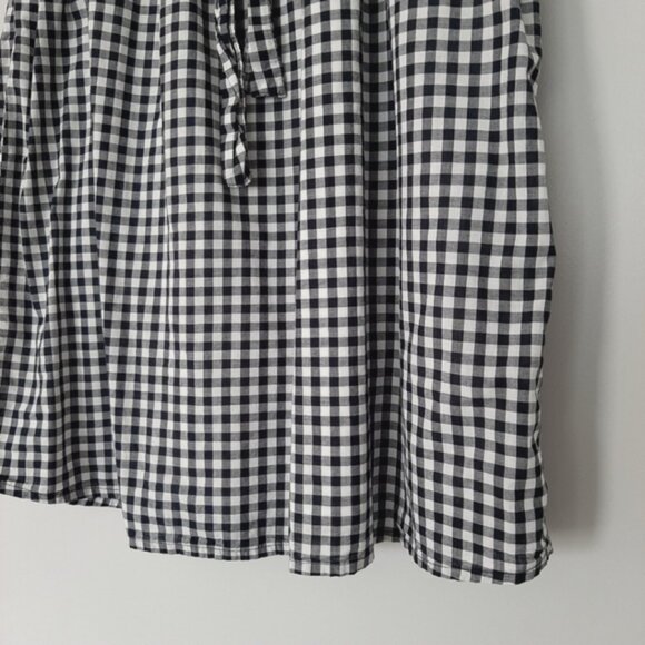 JOE FRESH Gingham Belted Skirt w Pockets B&W Black & White Checkered Skirt Sz S - Picture 4 of 9